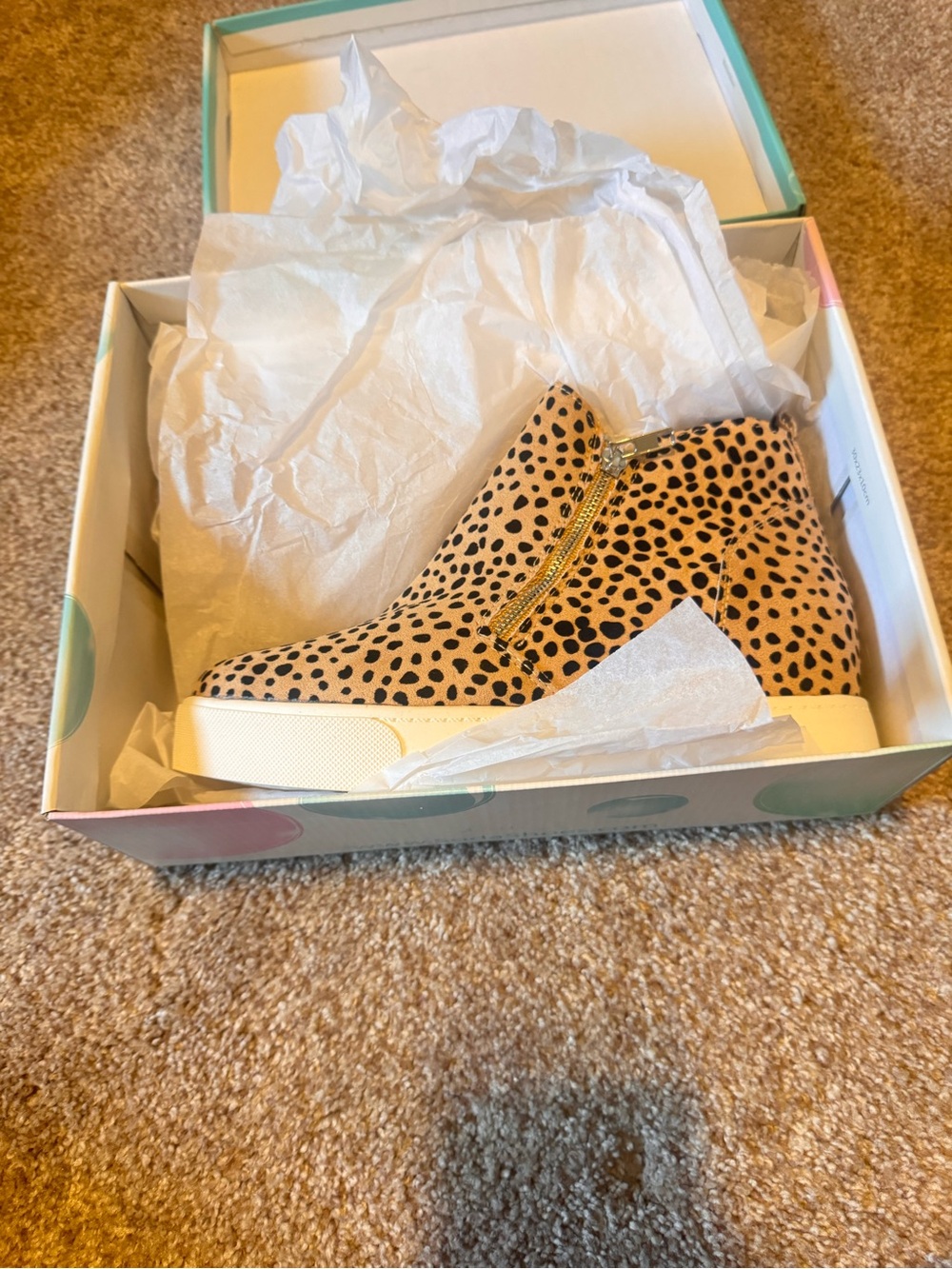 Soda Leopard Print Wedge Sneaker Booties - Tan and Black